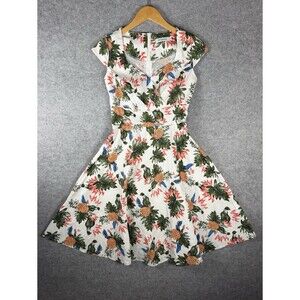 Bbonlinedress Women’s S Pineapple Tropical Floral Swing Dress White